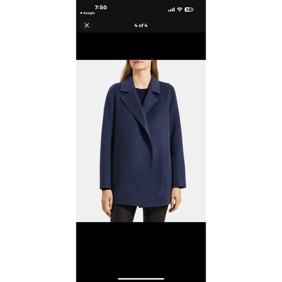Theory Sileena Nocturne Navy Winsome 2 double face wool coat MEDIUM NWT $595 - Picture 2 of 10